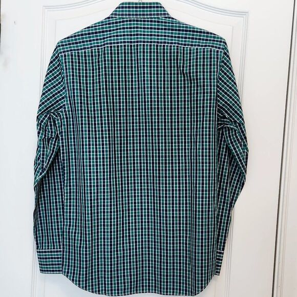 Banana Republic Green Navy Check LS Shirt Small Slim Fit - Picture 3 of 4